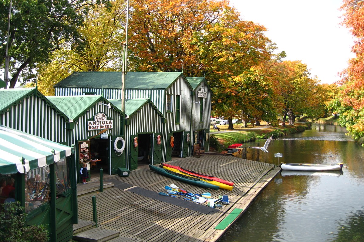 The historic Antigua Boat Sheds on the Avon River