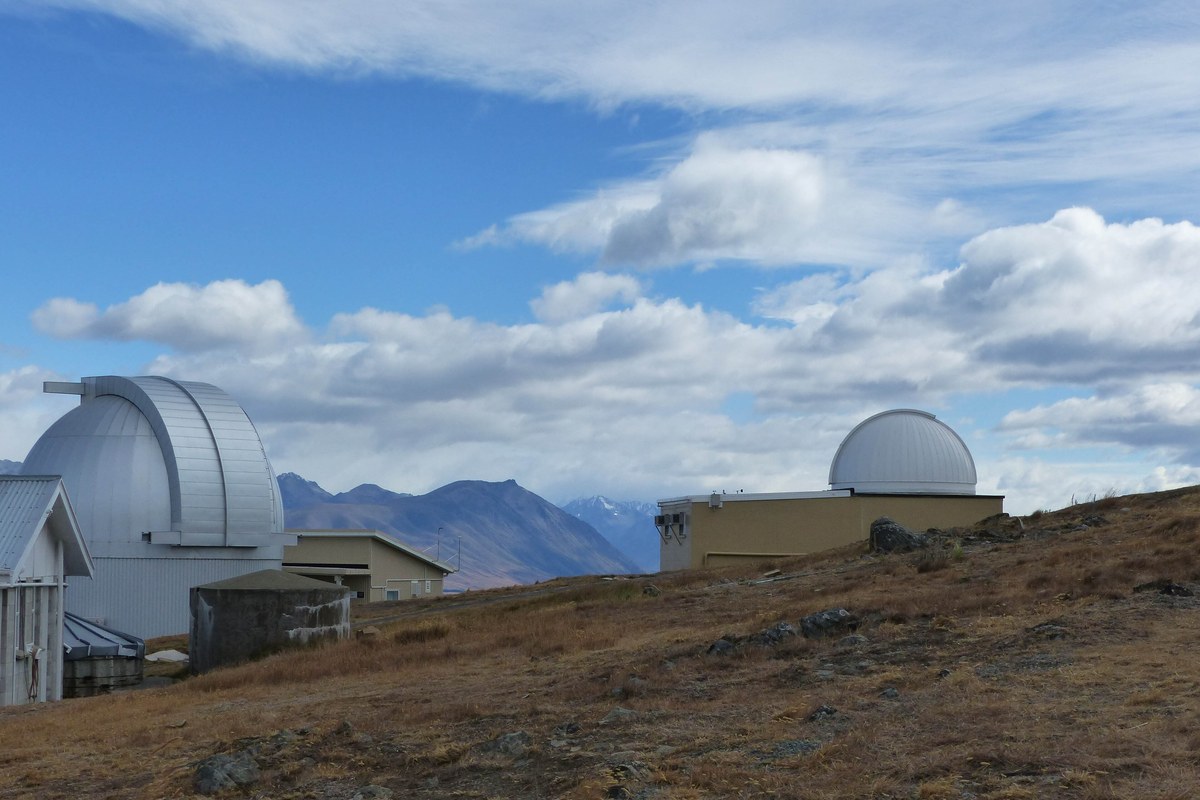 Observatory domes on the summit of Mount John