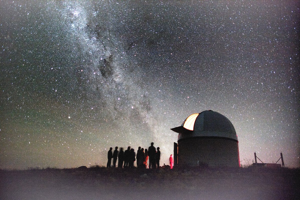 Night sky and observatory dome in the Mackenzie Basin