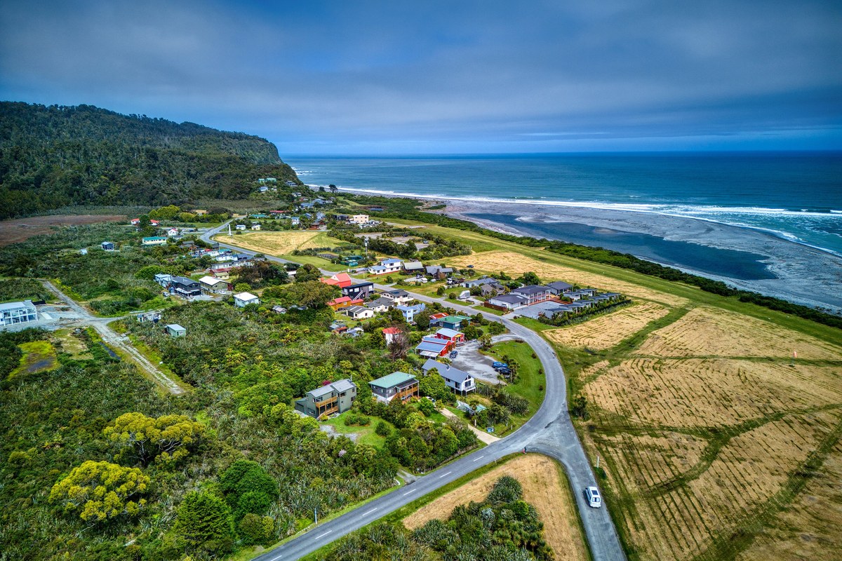 Ōkārito lagoon and settlement on the West Coast